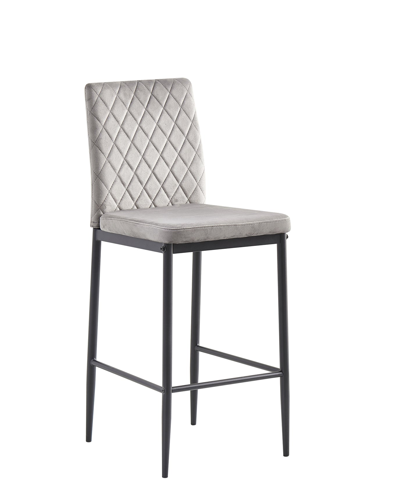 Light Gray Bar Velvet Stool Set of 2