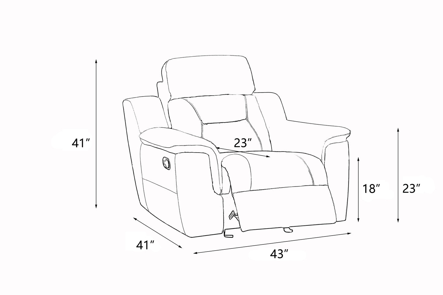 Reclining Leather Chair, Gray