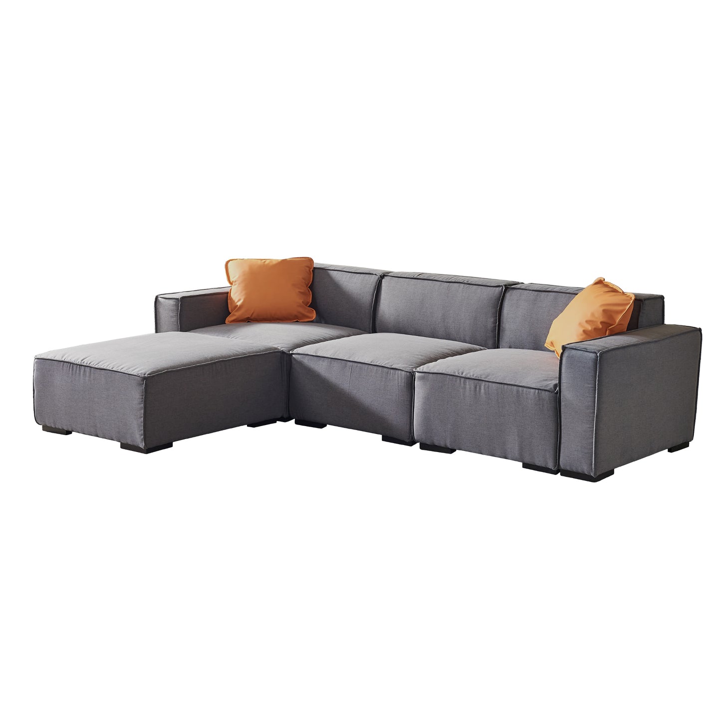 Kently Modular Sofa L Shape with Convertible Ottoman Chaise(Grey)