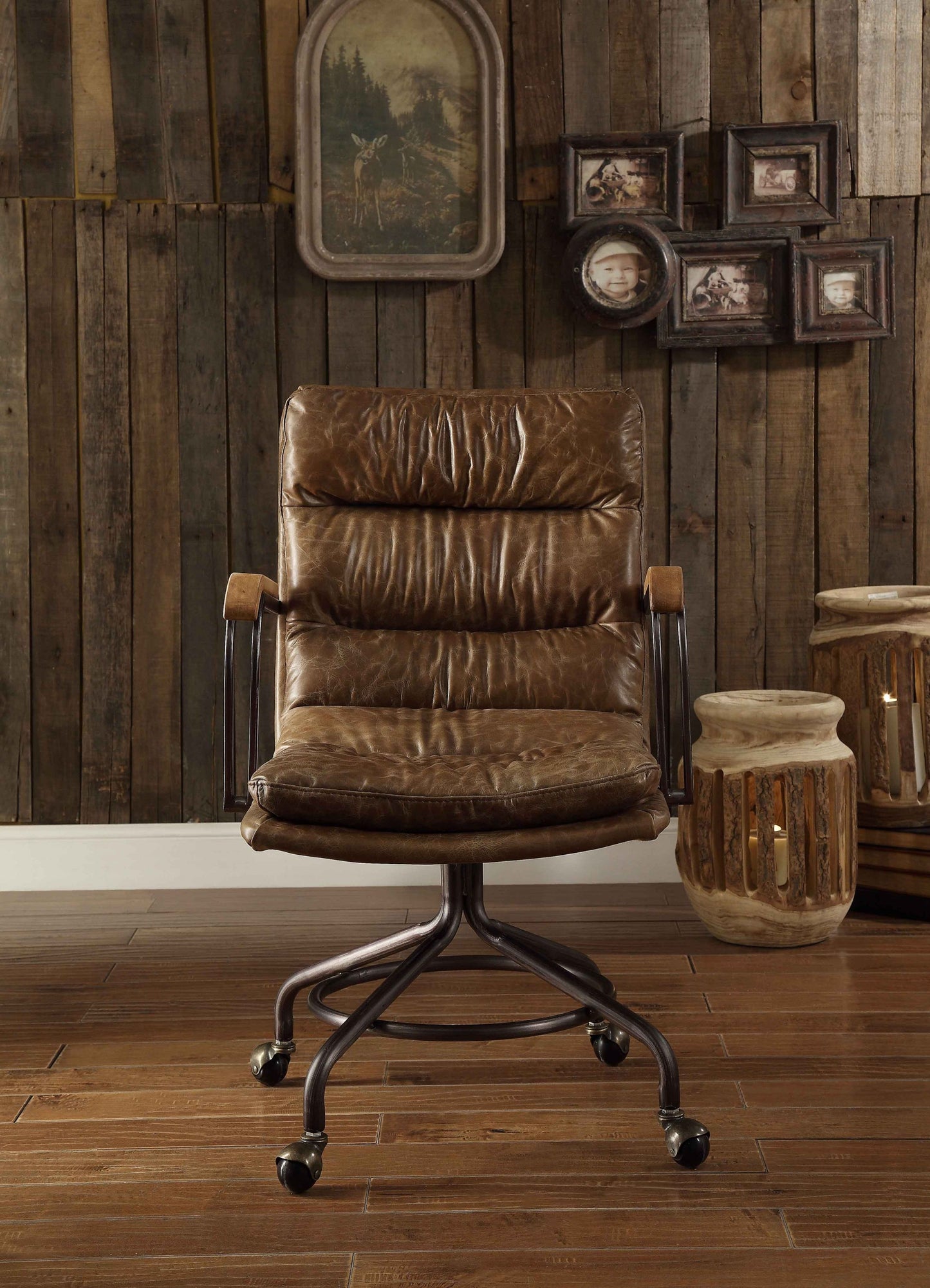 Office Chair in Vintage Whiskey, Top Grain Leather