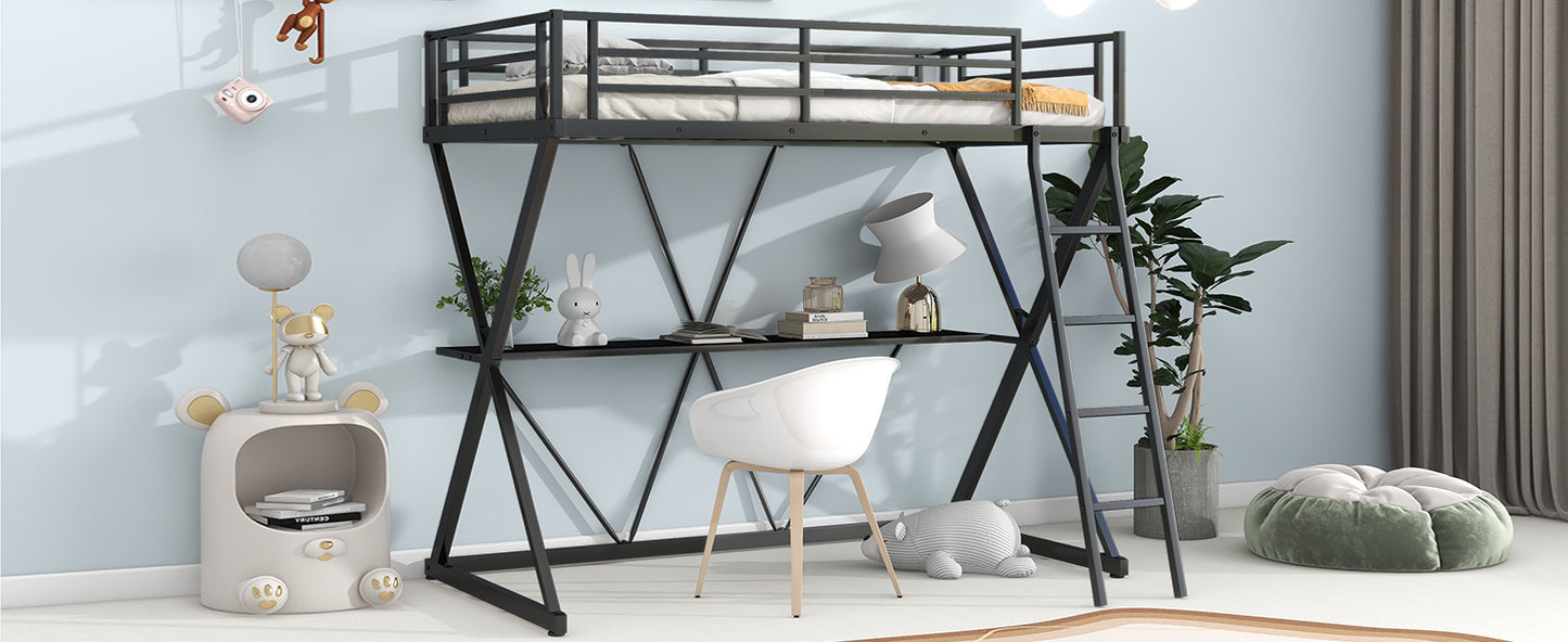 Twin Size Loft Bed with Desk