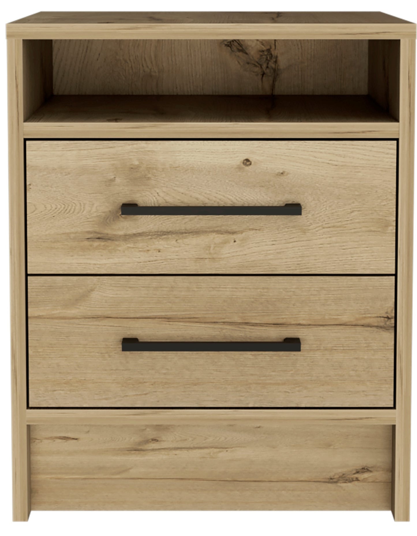 Eter Nightstand, Superior Top, Two Drawers -Light Oak