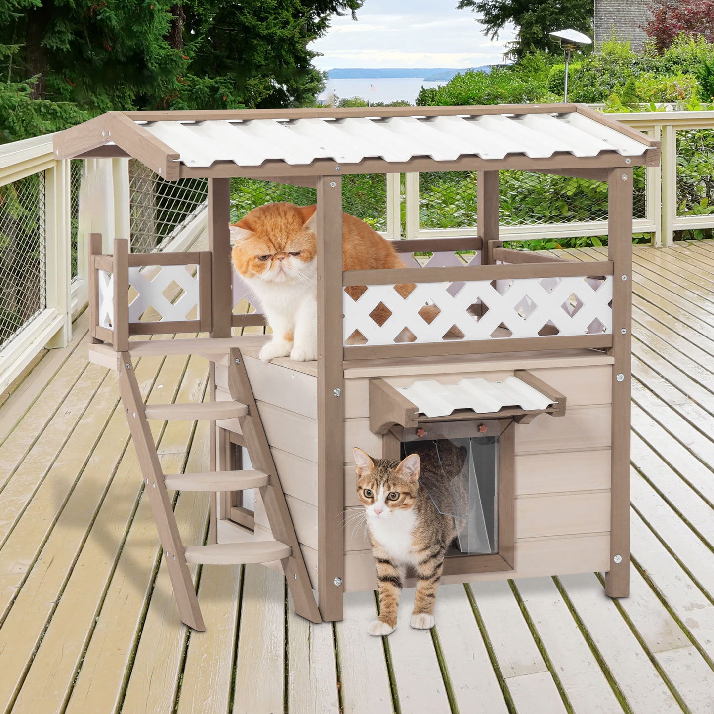 Feral Cat House Outdoor/Indoor Kitty Houses with Durable PVC Roof