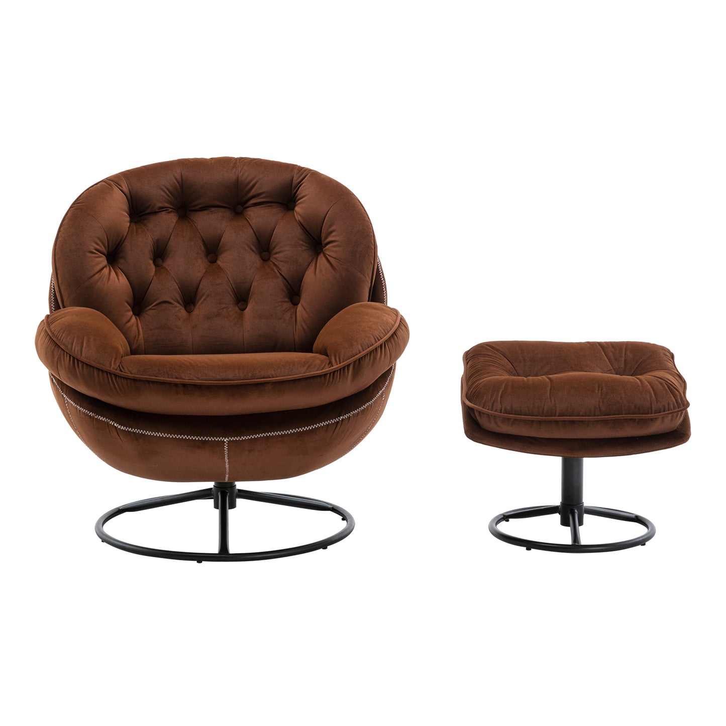 Accent Chair with Ottoman-BROWN