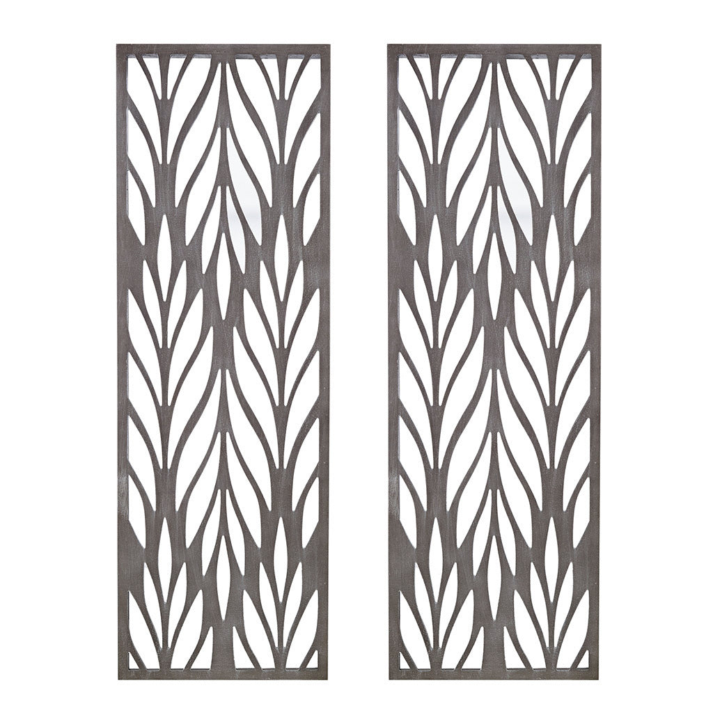 Florian Grey Laser Cut Wood 2-piece Panel Wall Decor Set