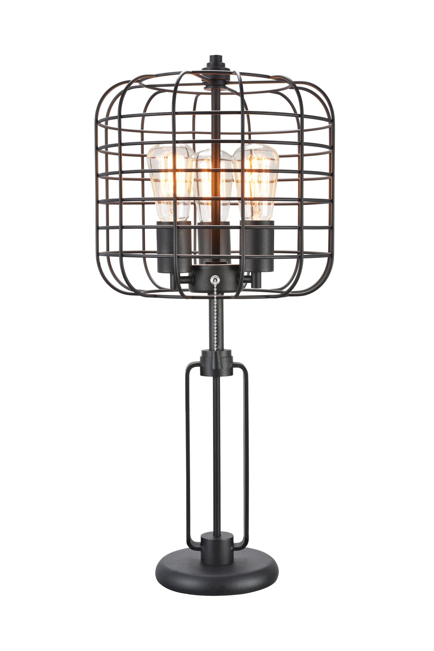 Industrial Wire Cage Table Lamp with Edison Bulb