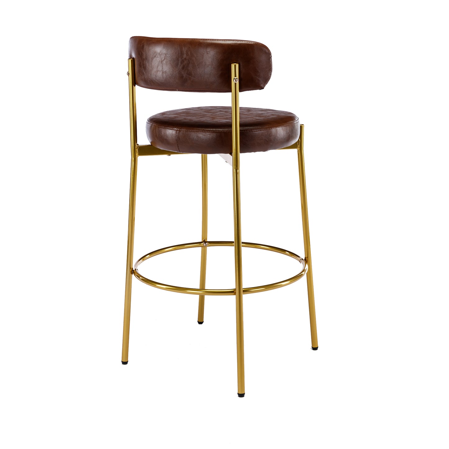 Coolmore Bar Stools Industrial Pub Barstools with Back and Footres Set of 2 - Brown