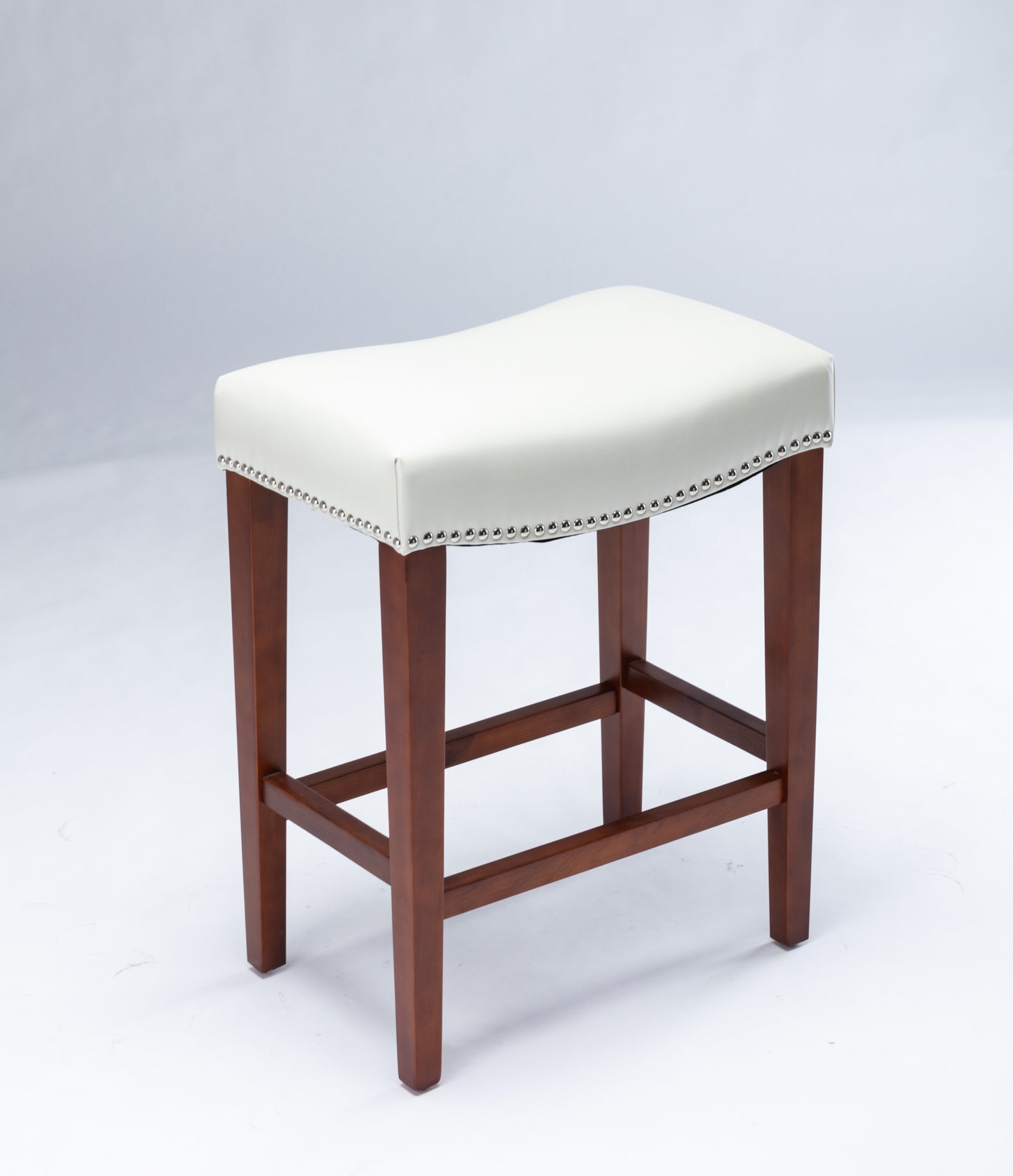 White Leather Barstool Set of 2