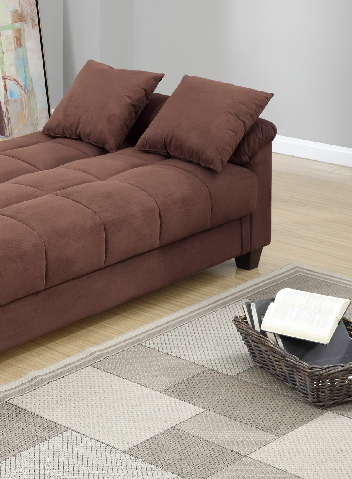 Calley Plush Contemporary Living Room Adjustable Sofa-Chocolate