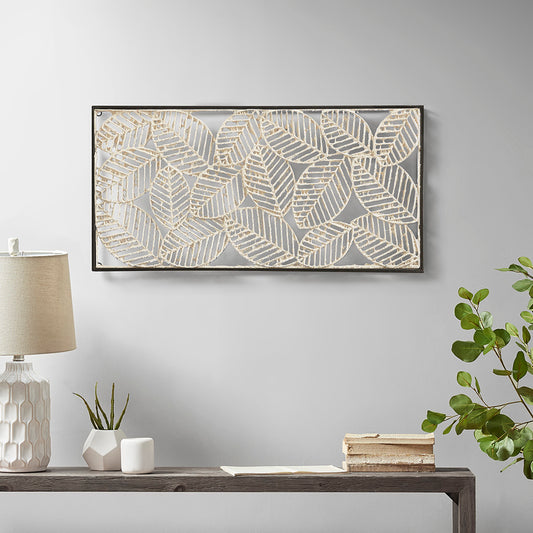 Paper Leaves Metal Framed Wall Panel