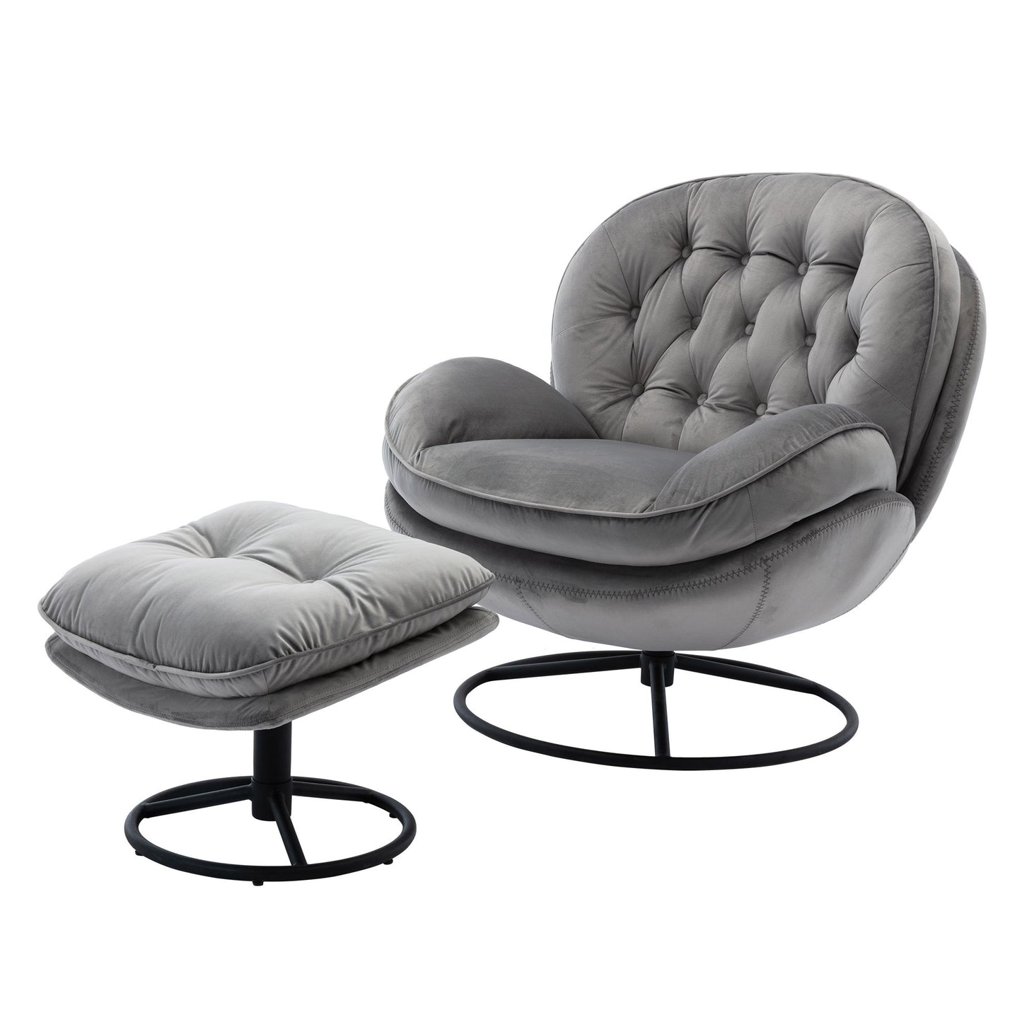 Accent Chair with Ottoman- Grey