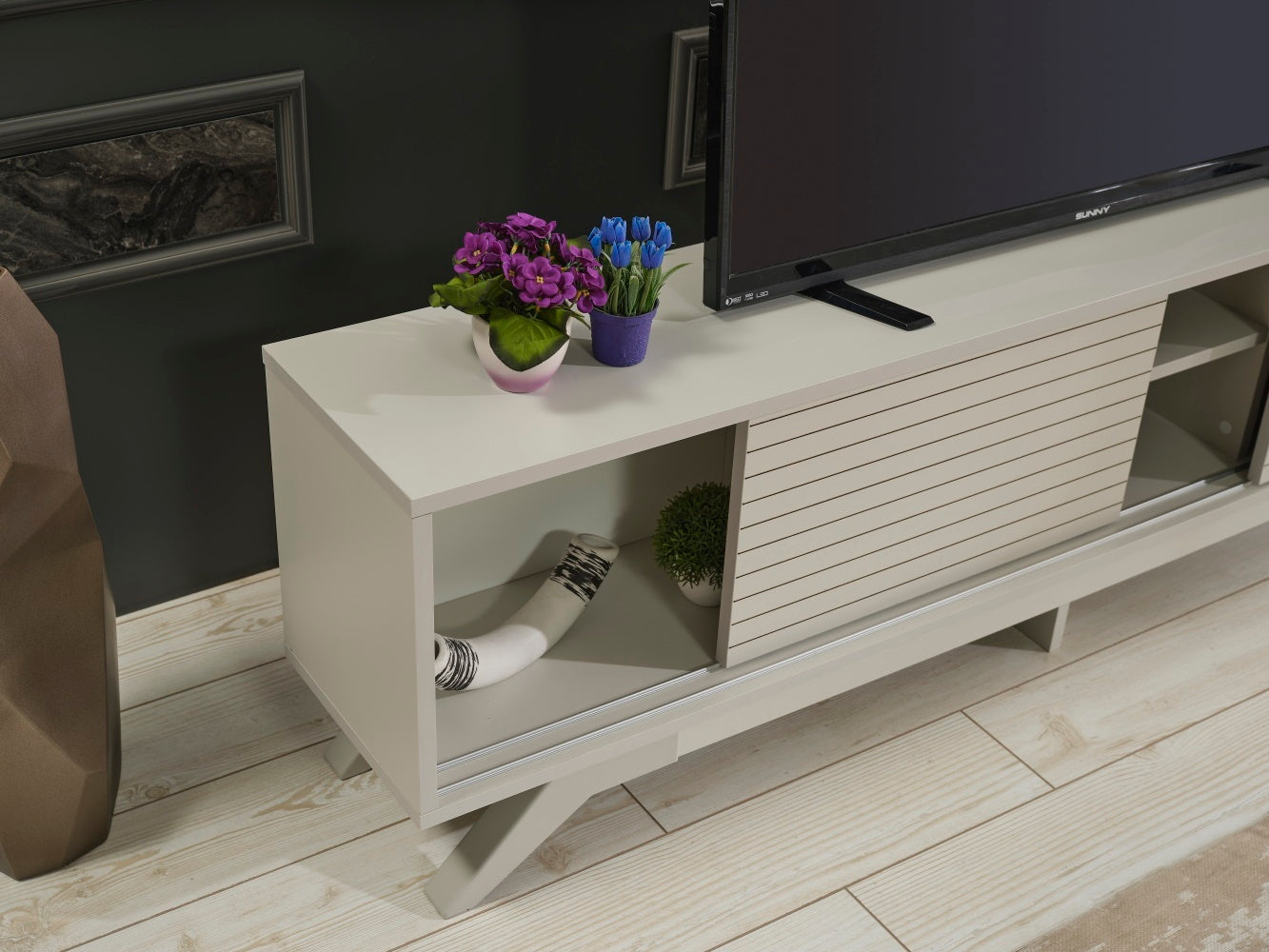 Luxia Mid Century Modern Tv Stand- Grey