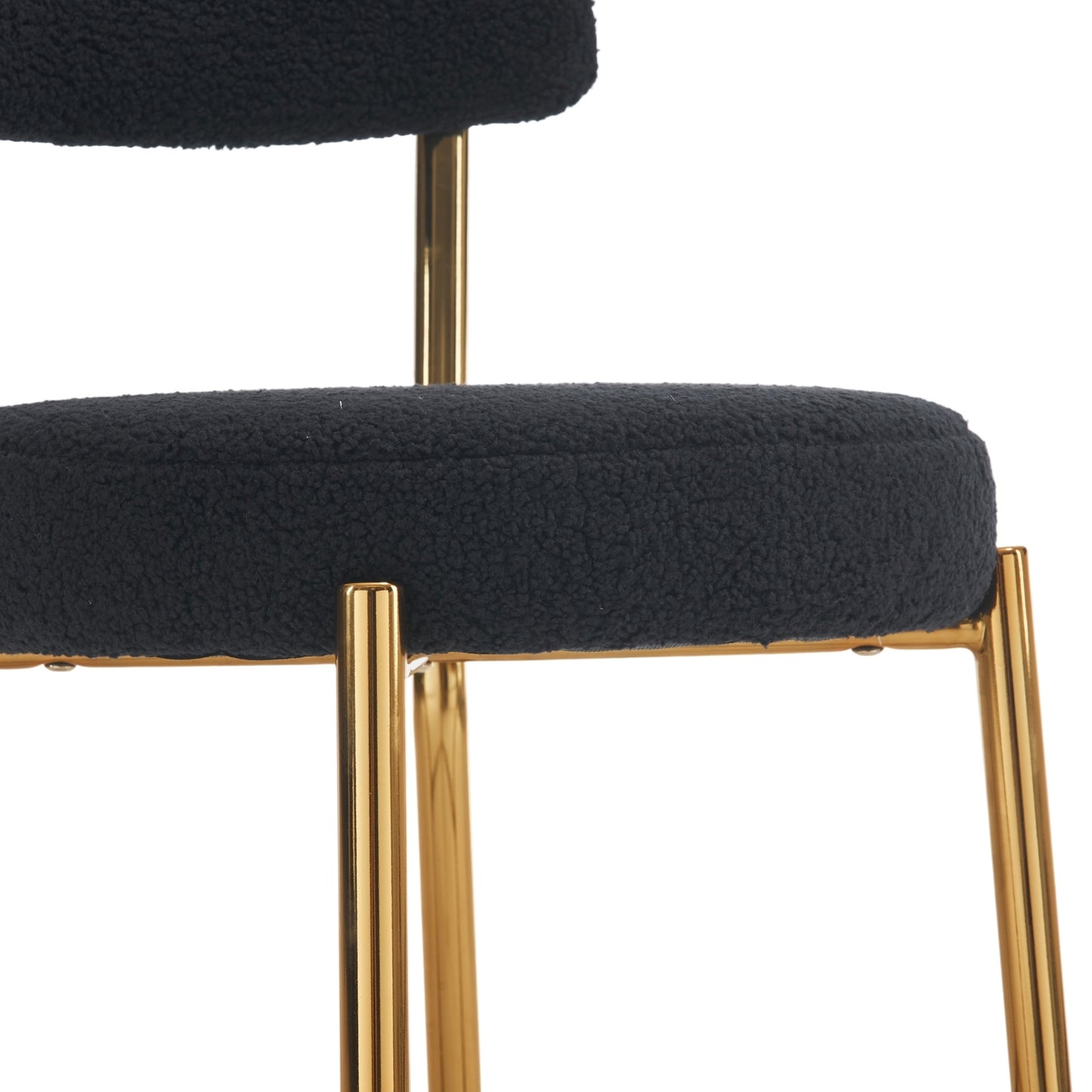 Modern Teddy Fabric Upholstered Bar Stool Set of 2 - Black