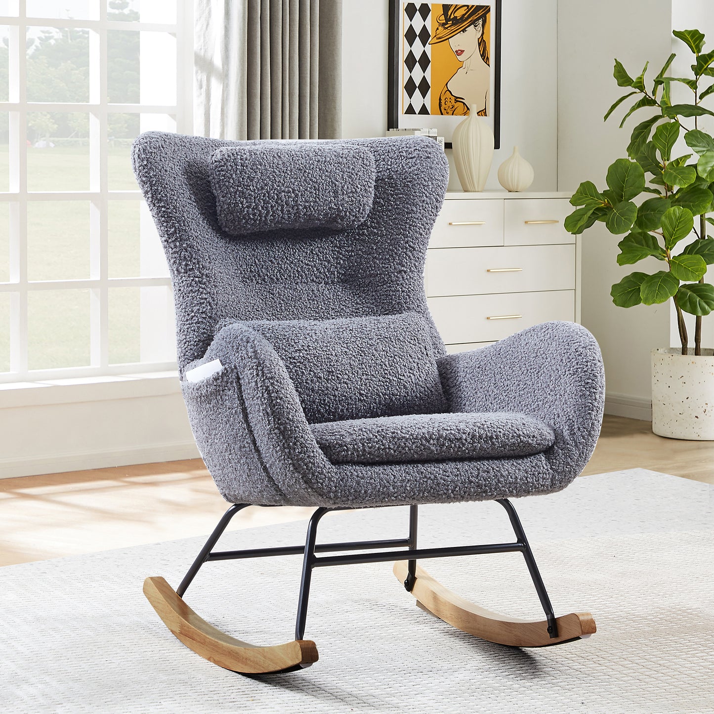 Modern High Backrest Rocking Chair