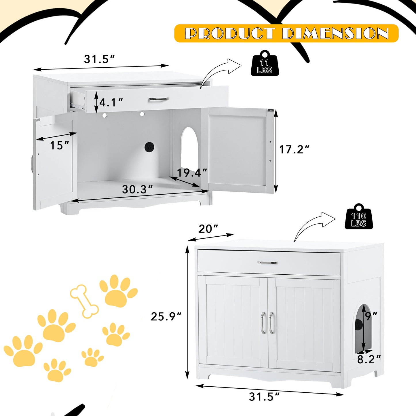 Litter Box Enclosure- White