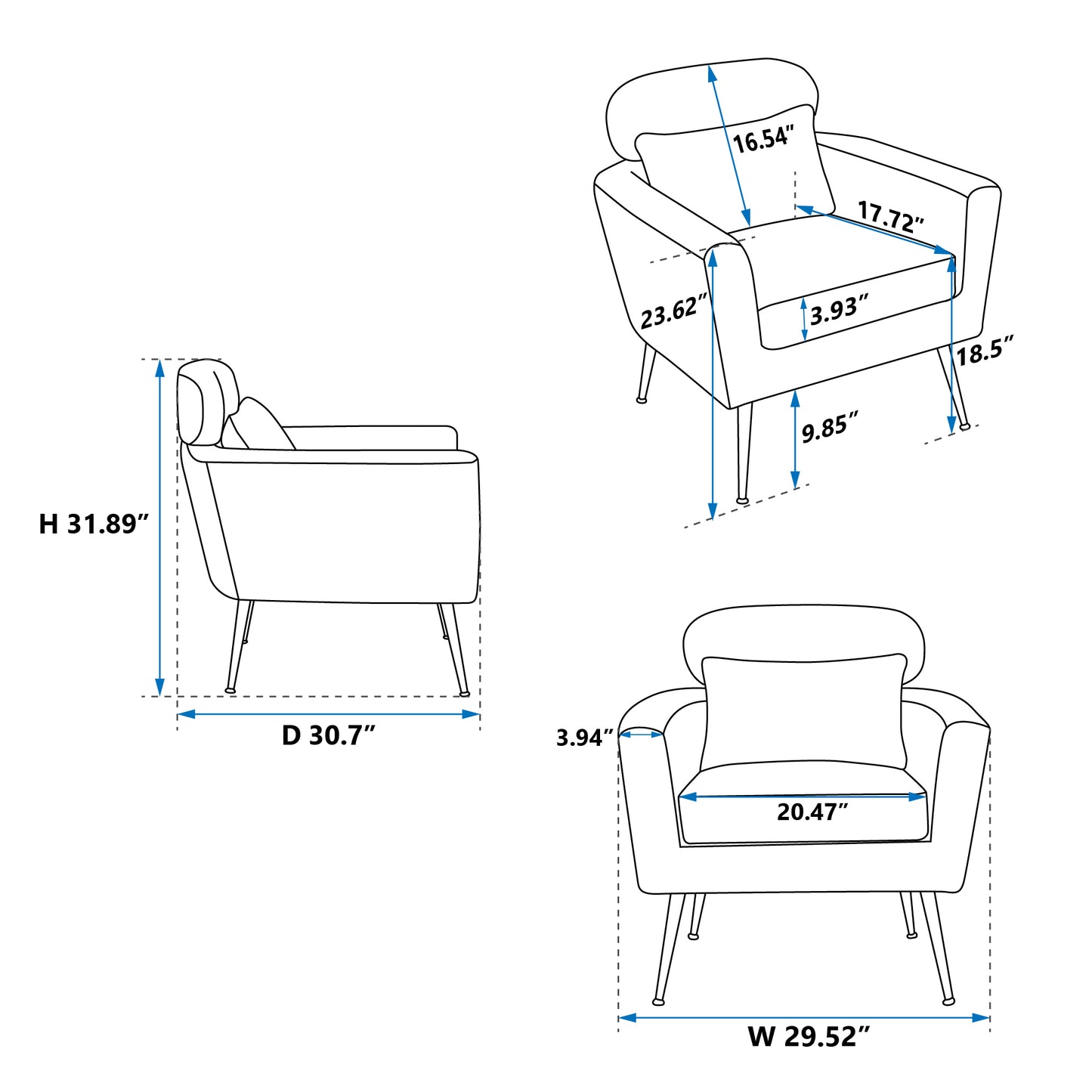 29.5"W Modern Boucle Accent Chair