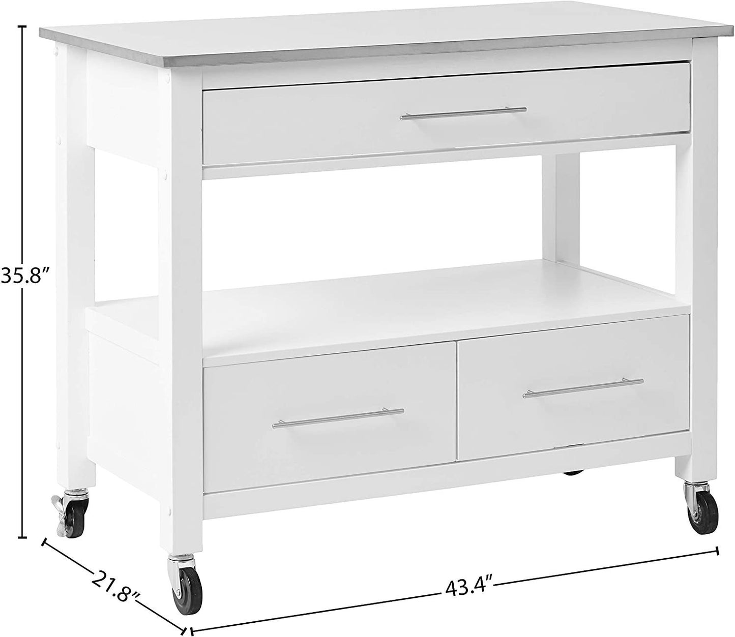 Stainless Steel & White Kitchen Cart