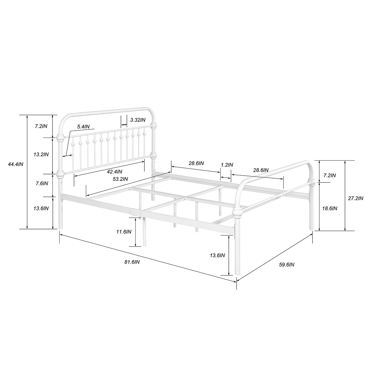 Farmhouse Bed Frame Size: Full - WHITE