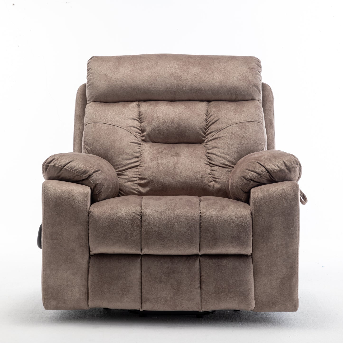 Velvet Power Lift Recliner Heated Zero Gravity Massage Chair with storage pockets - Beige+Brown