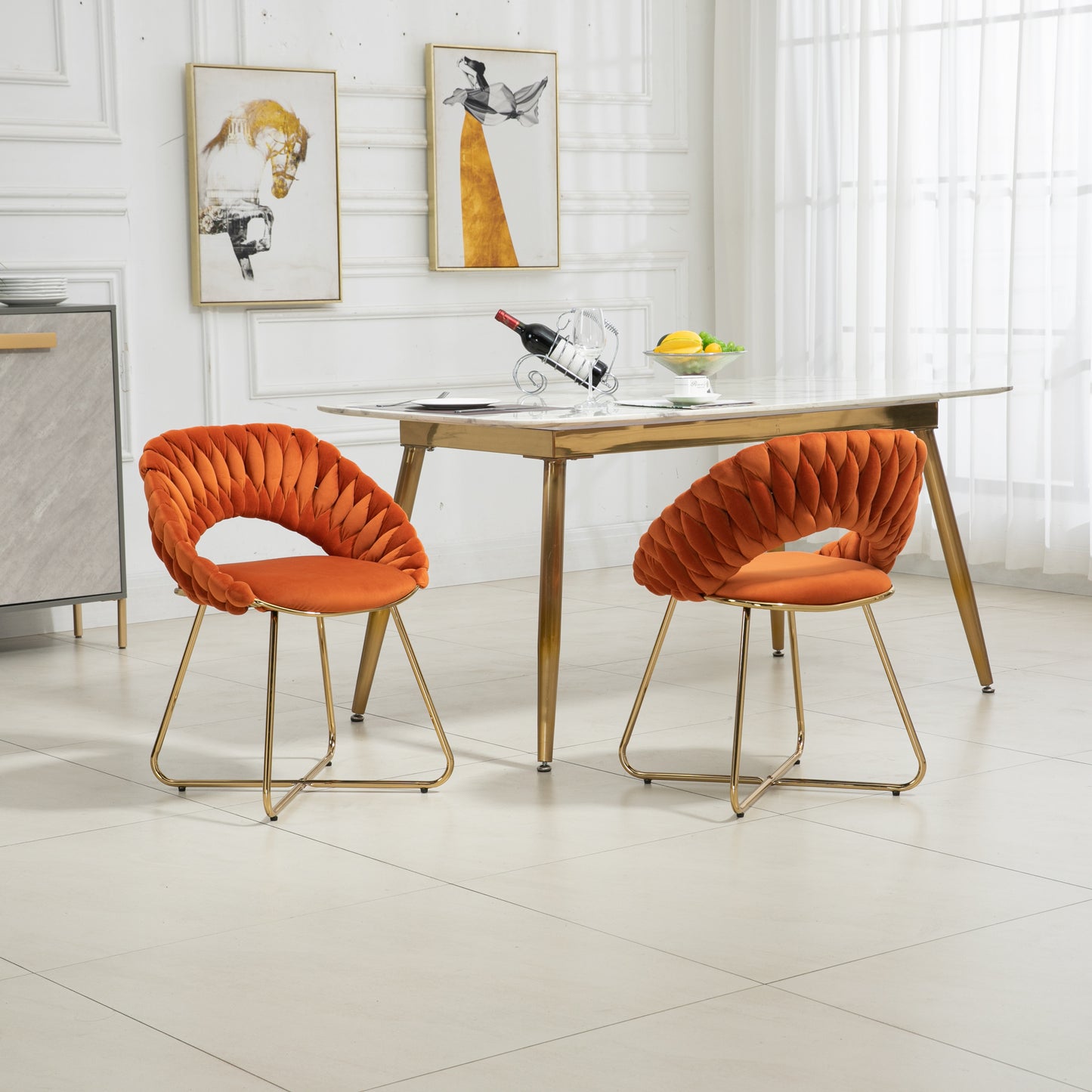 Oxitil Orange Accent Chairs Set of 2