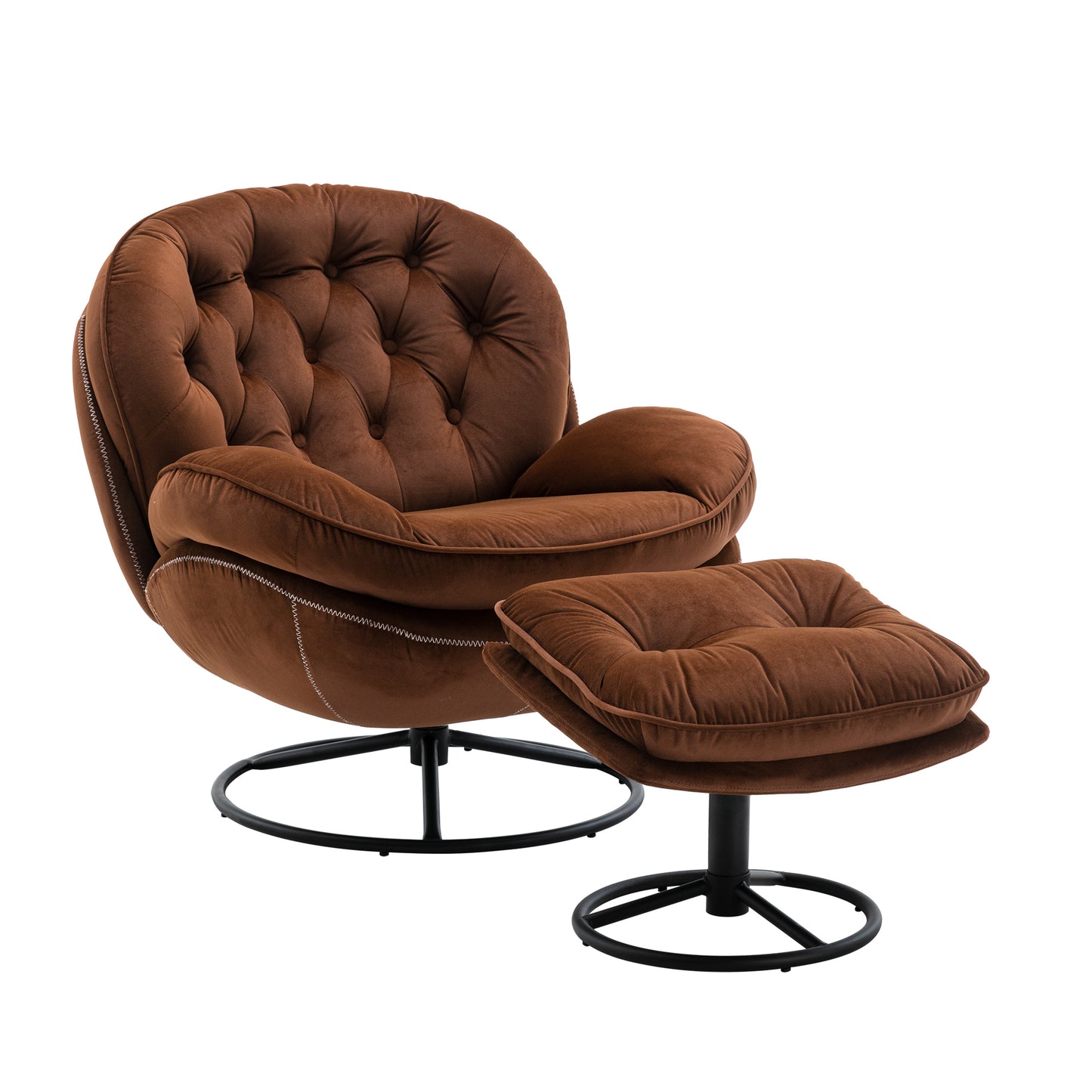 Accent Chair with Ottoman-BROWN