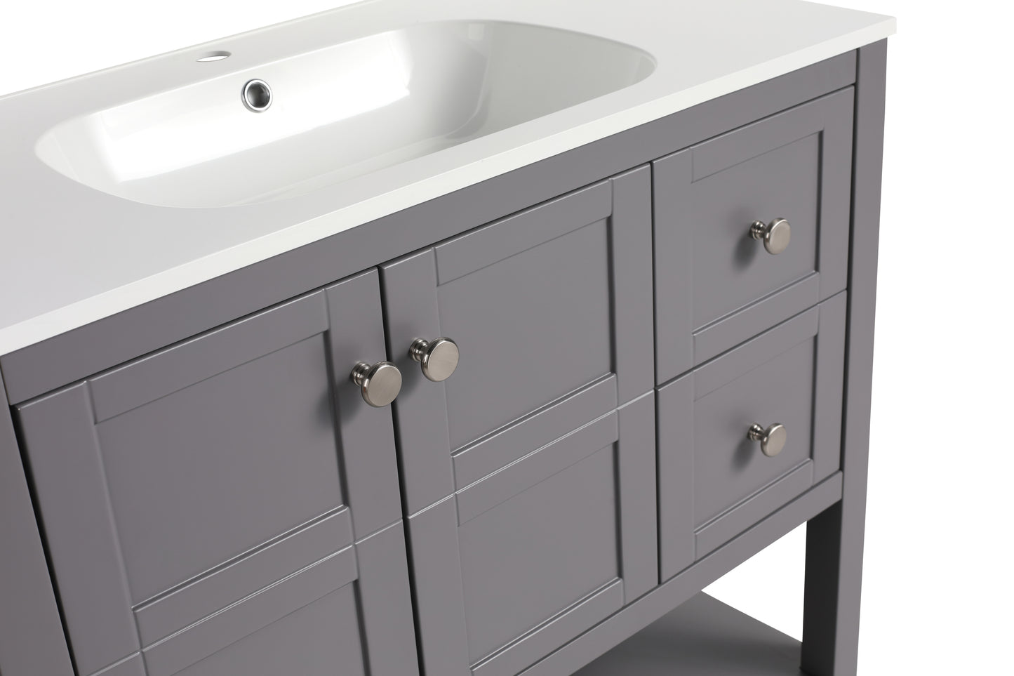 Bathroom Vanity With Soft Close Drawers and Gel Basin, Grey