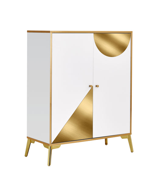 Buffet Sideboard Storage Cabinet,Buffet Server Console Table, shoe cabinet Accent Cabinet, for Dining Room, Living Room, Kitchen, Hallway GOLD +WHITE 1pcs