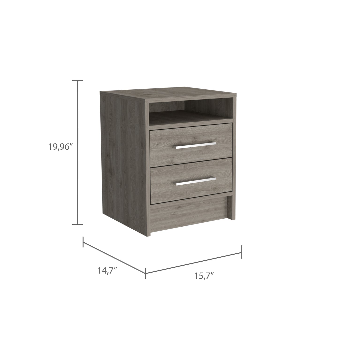 Rowley 2-Drawer Nightstand- Light Grey