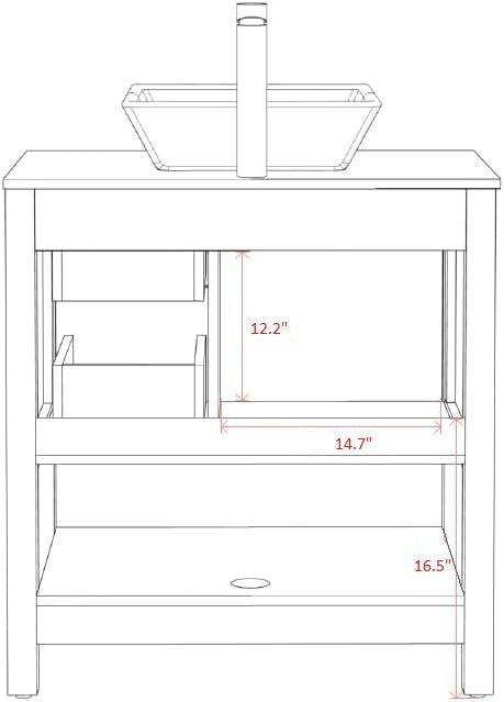 30” Gray Bathroom Vanity and Sink Combo Marble Pattern Top w/Mirror Faucet&Drain