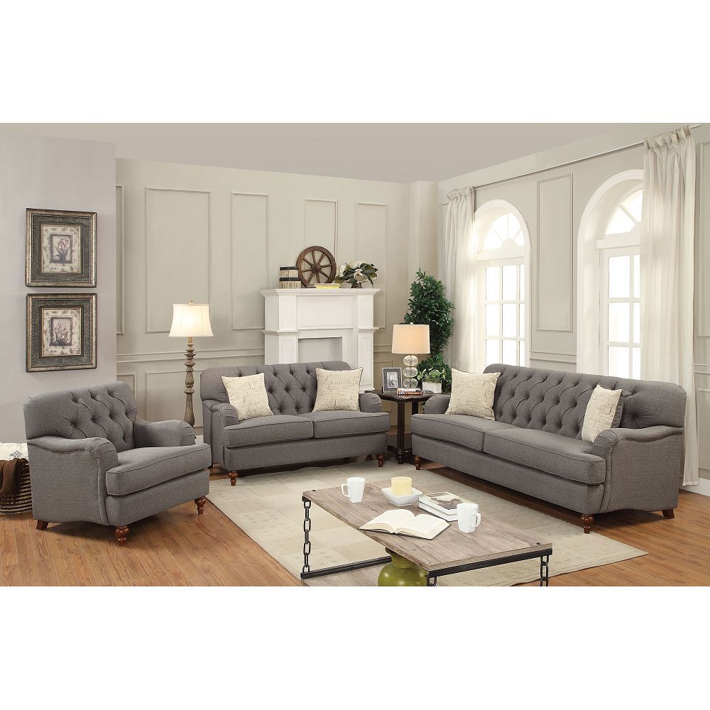 ACME Alianza Sofa w/2 Pillows in Dark Gray Fabric