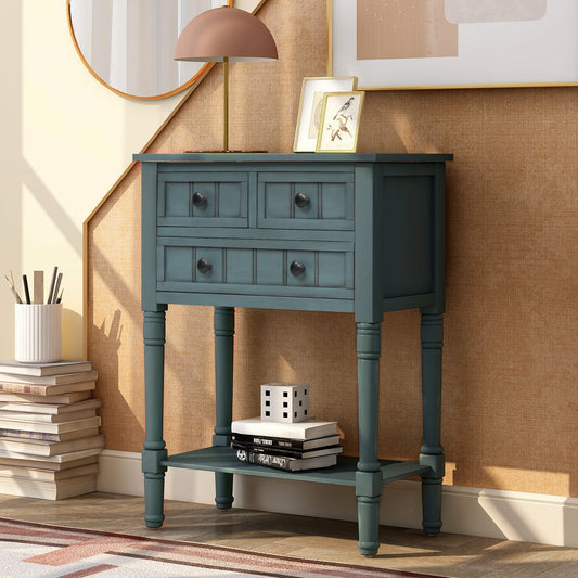 TREXM Narrow Console Table for Living Room Easy Assembly - Navy
