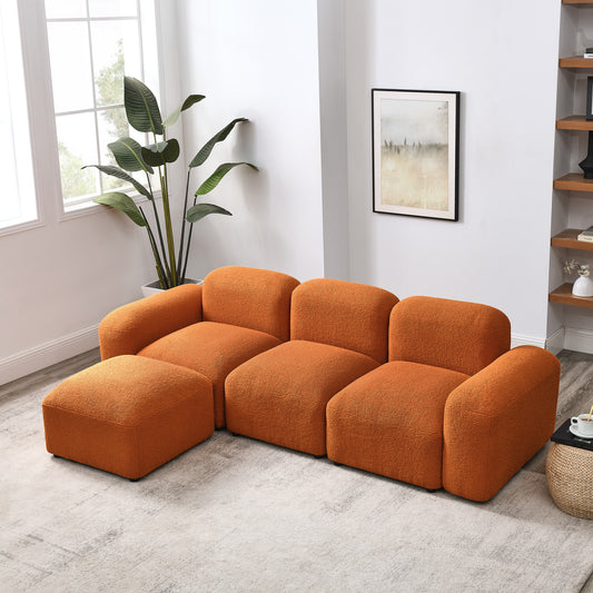 L-Shape Modular Sectional Sofa, Orange.