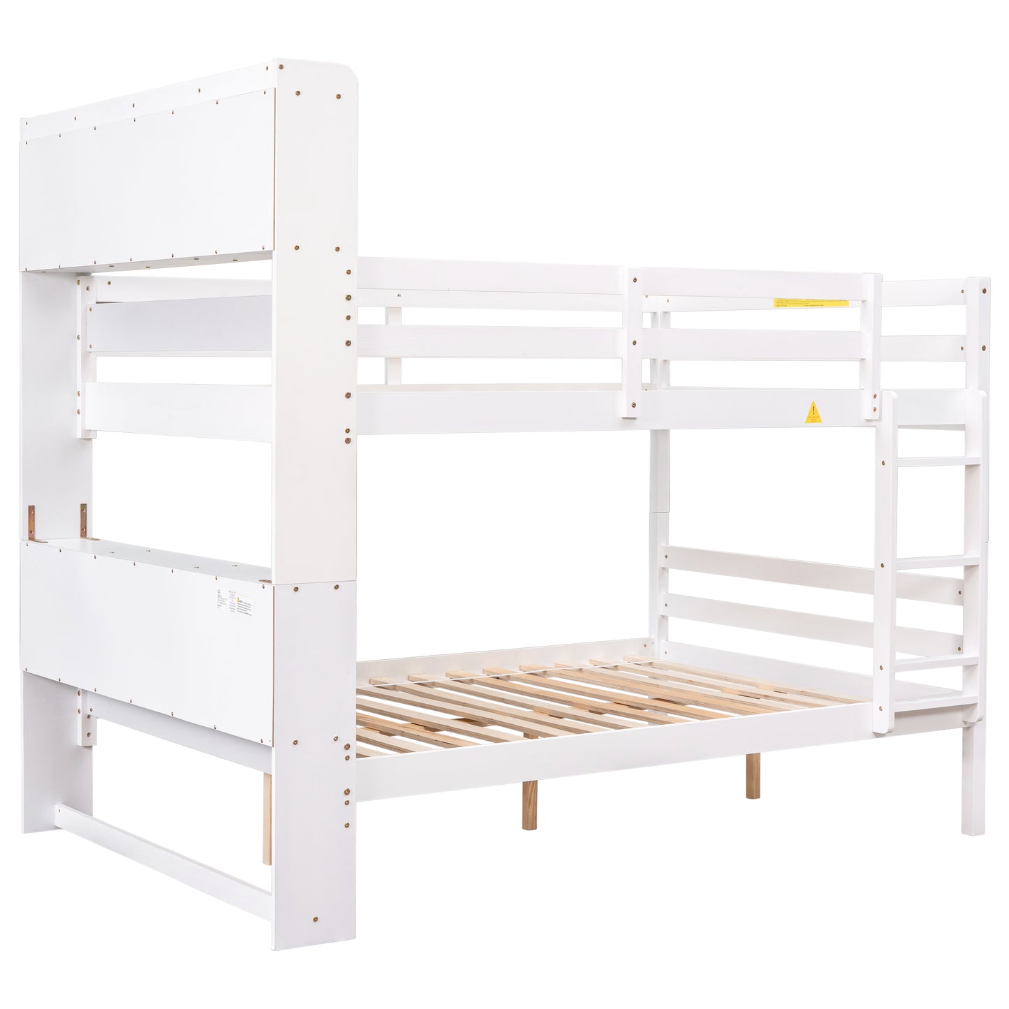 Full Over Full Bunk Beds with Bookcase Headboard,