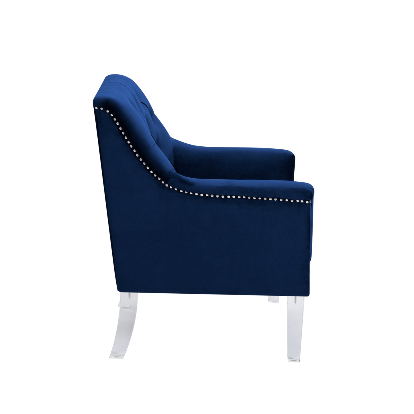 Living Room Velvet Chair -Navy Blue