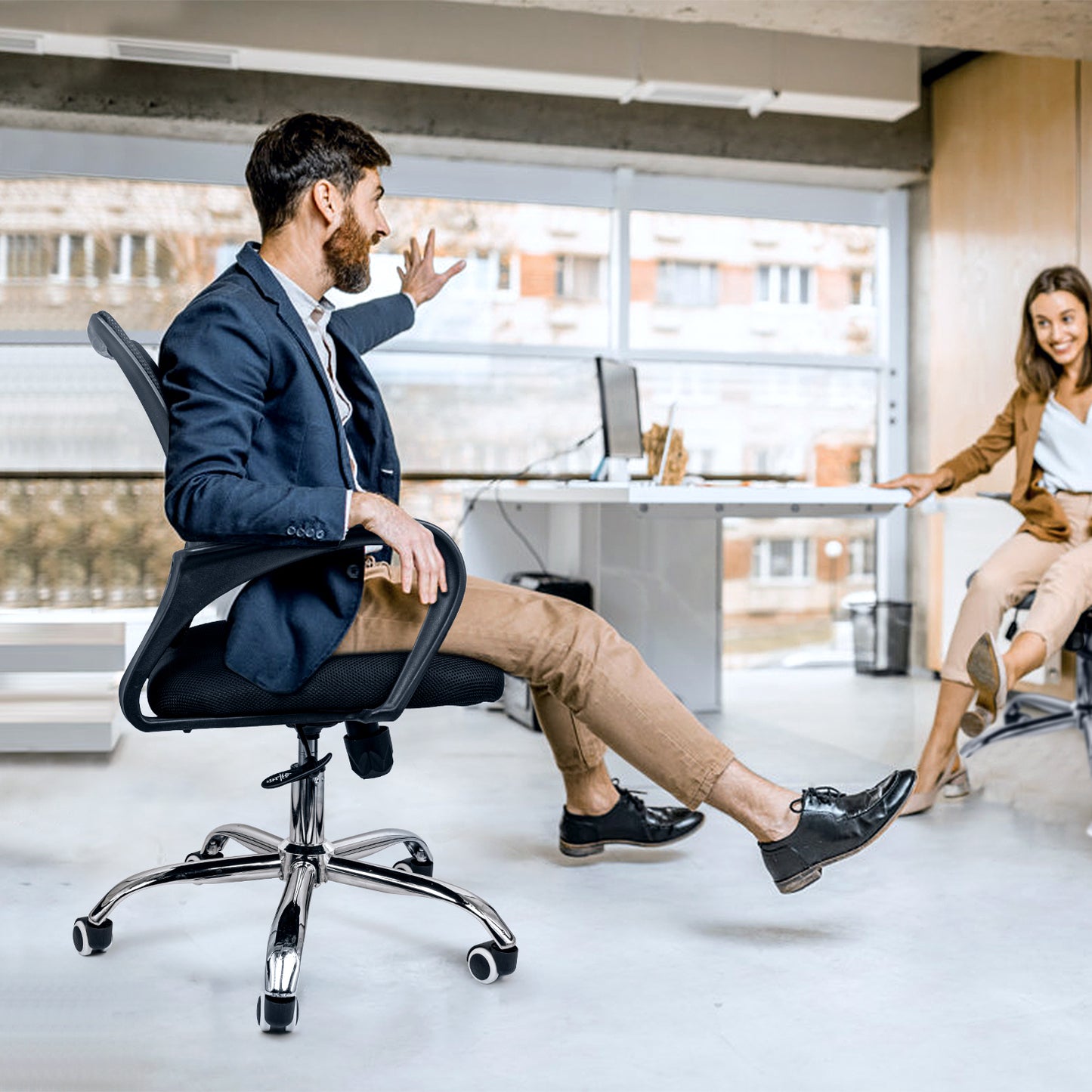 Deluxe Ergonomic Mesh Computer Chair with Wheels and Arms and Lumbar Support