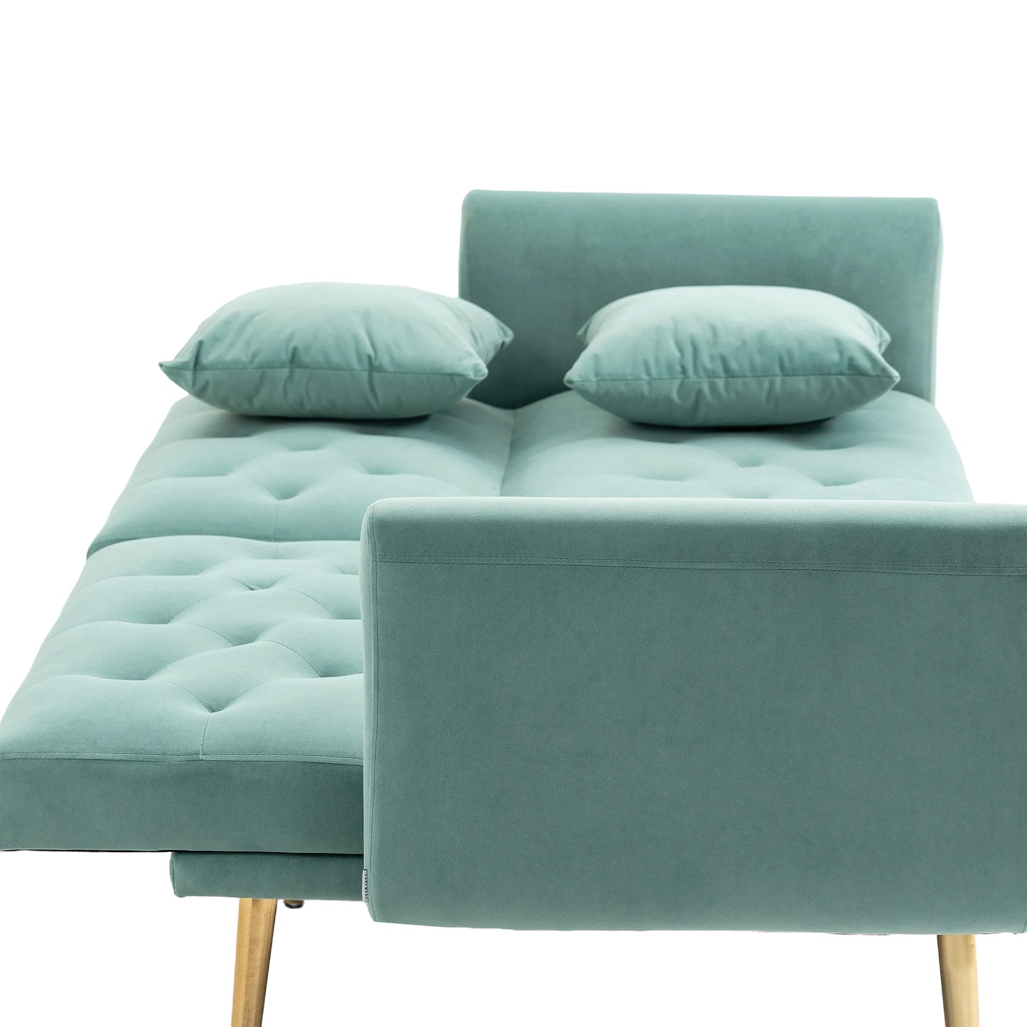 Velvet Accent Sofa with Gold Legs, Light Teal