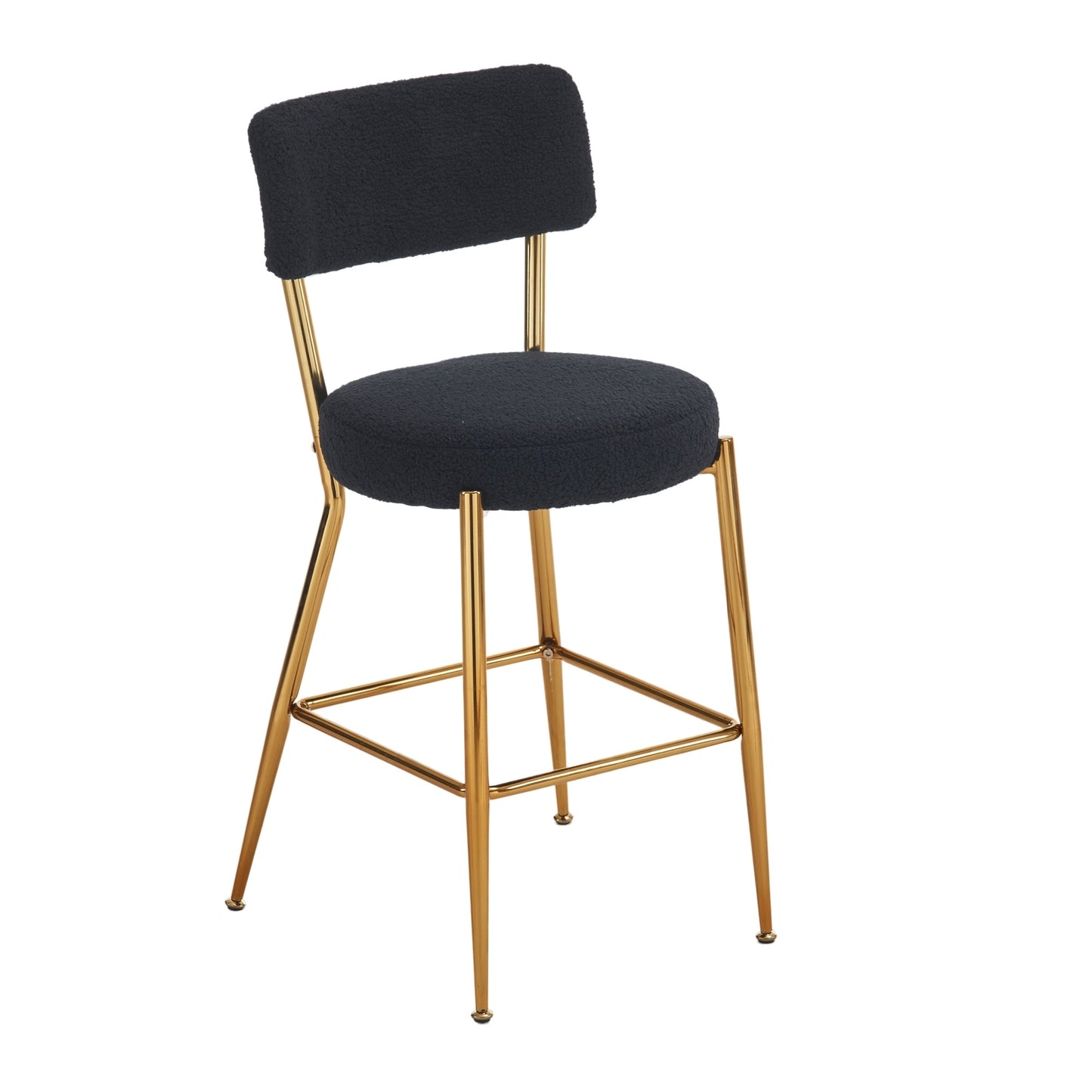 Modern Teddy Fabric Upholstered Bar Stool Set of 2 - Black