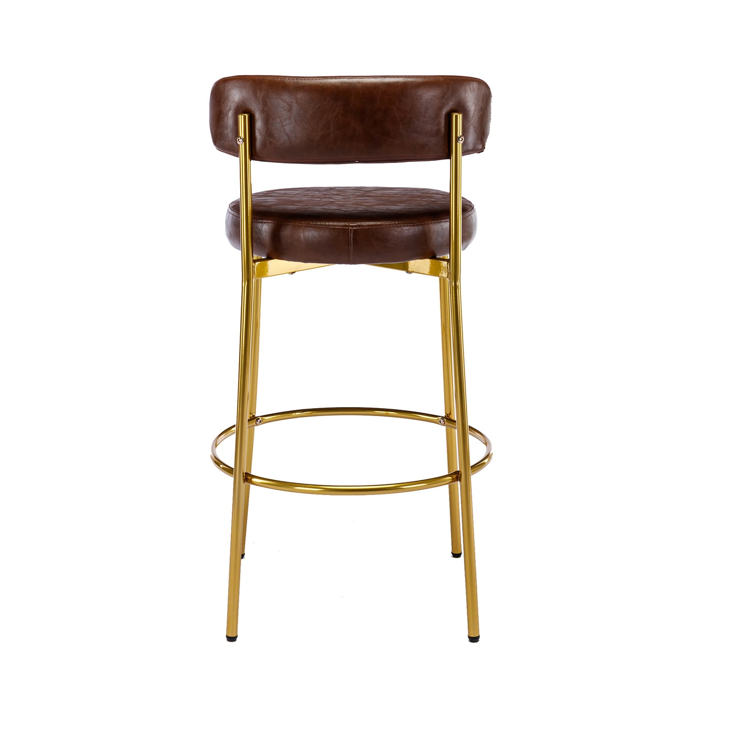 Coolmore Bar Stools Industrial Pub Barstools with Back and Footres Set of 2 - Brown