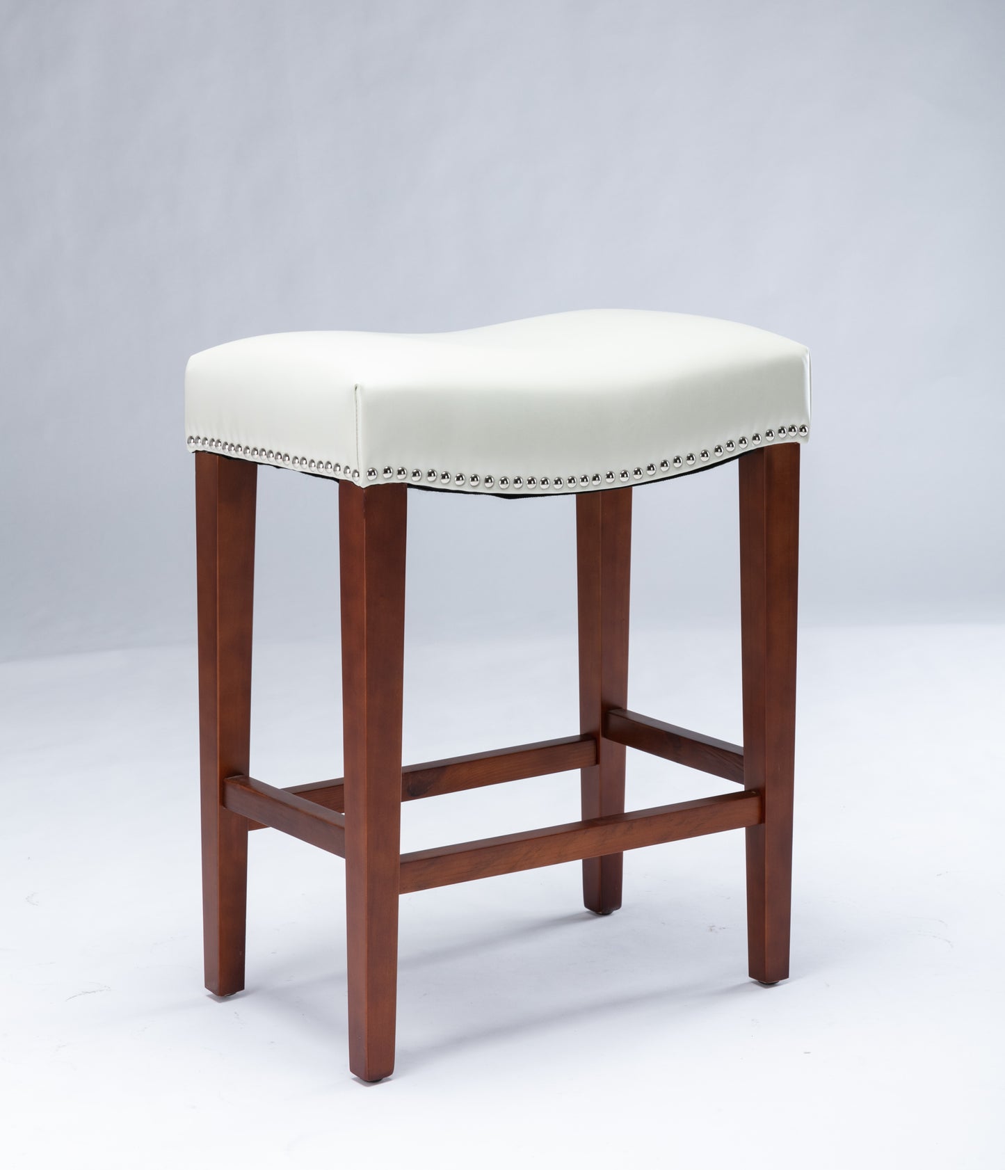 White Leather Barstool Set of 2