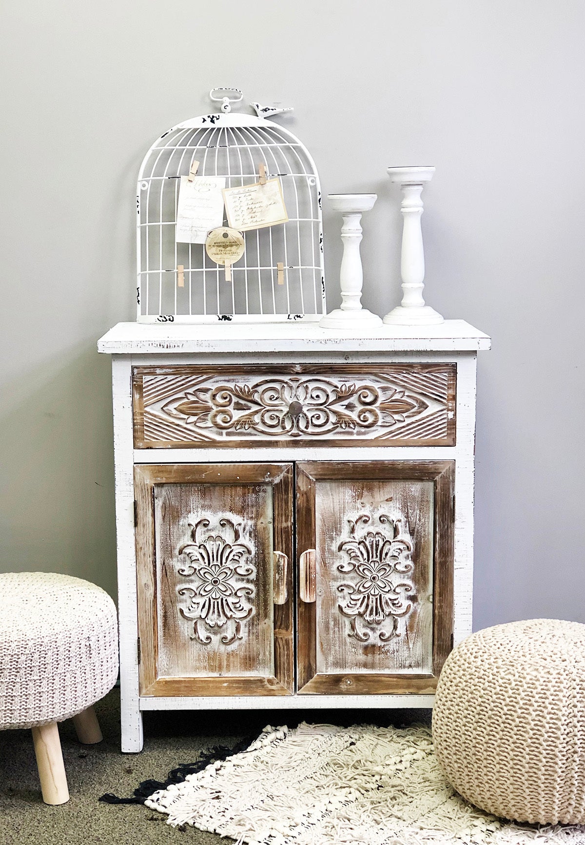 Farmhouse Weathered Wood Cabinet