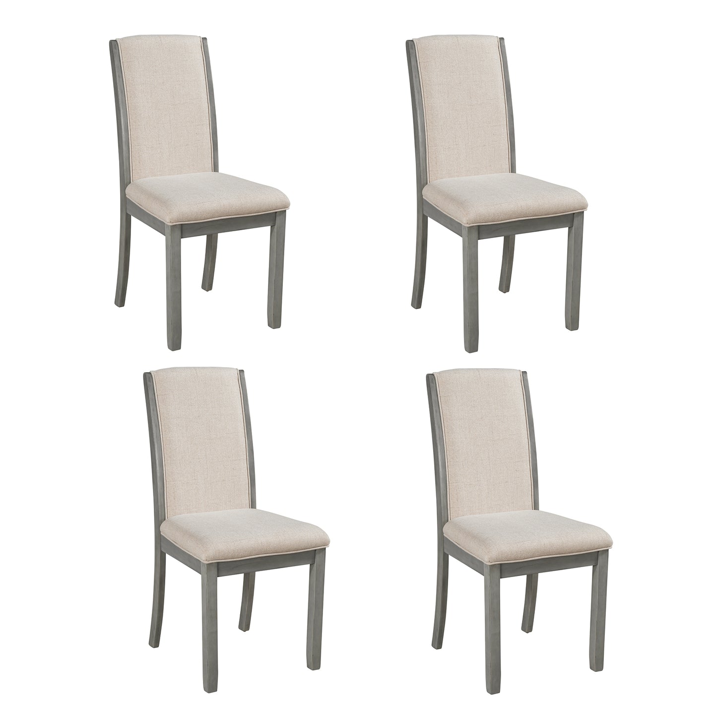 Rentford Farmhouse 4-Piece Wood Full Back Dining Chairs Set
