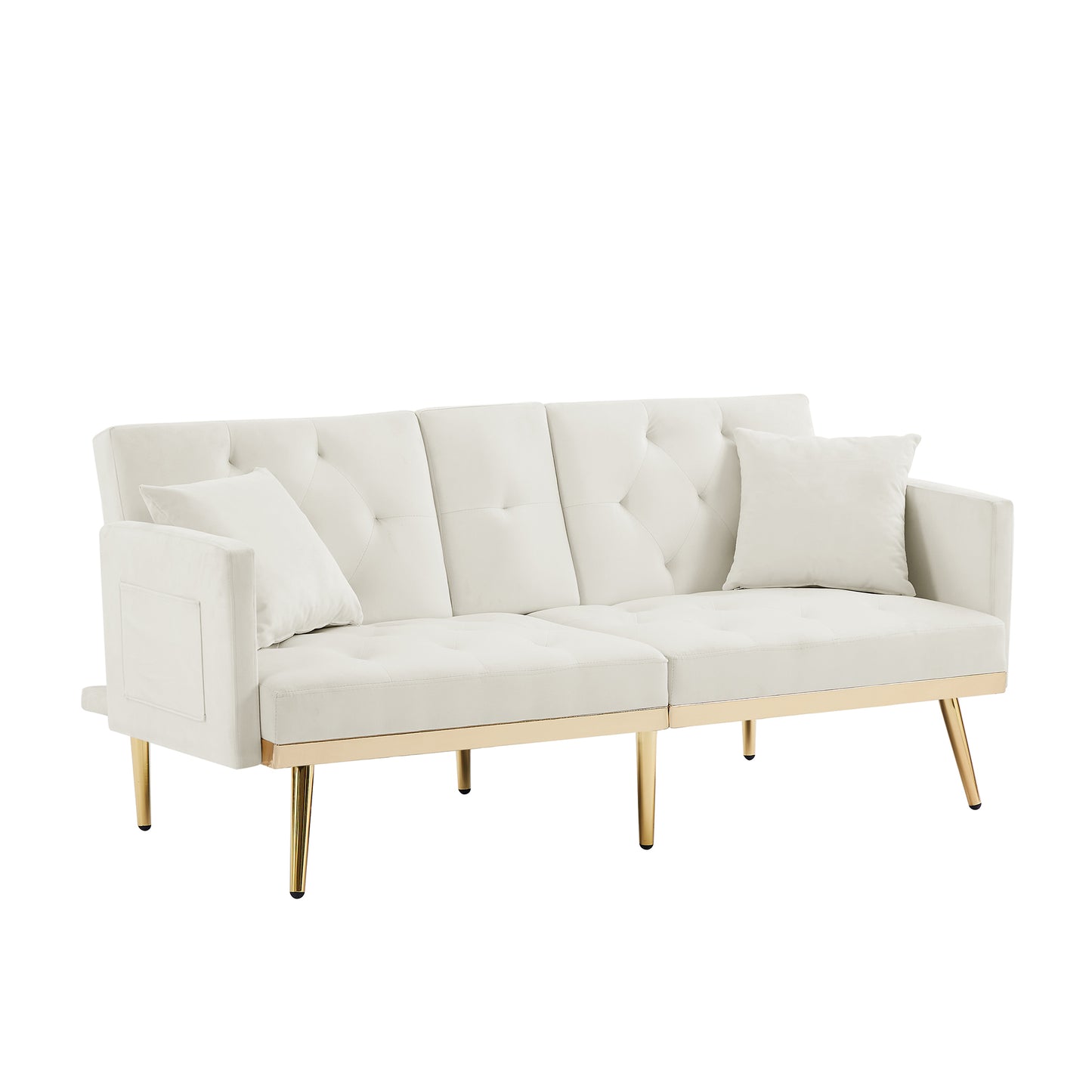 Cream White VELVET SOFA BED