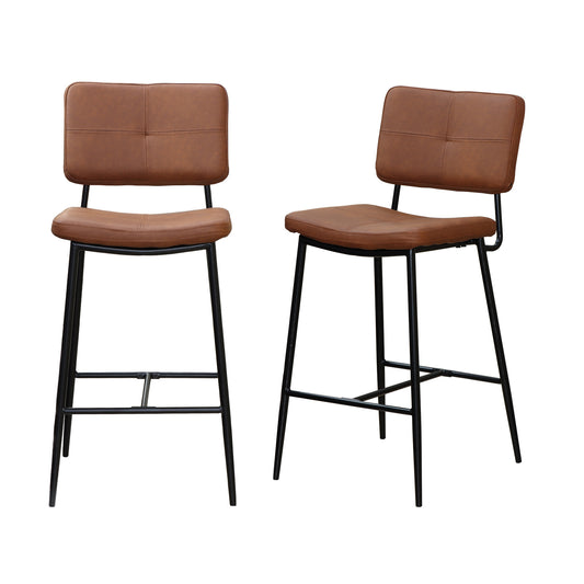 25" Hight Back Stool Upholstered Counter Chair Set of 2 - Brown