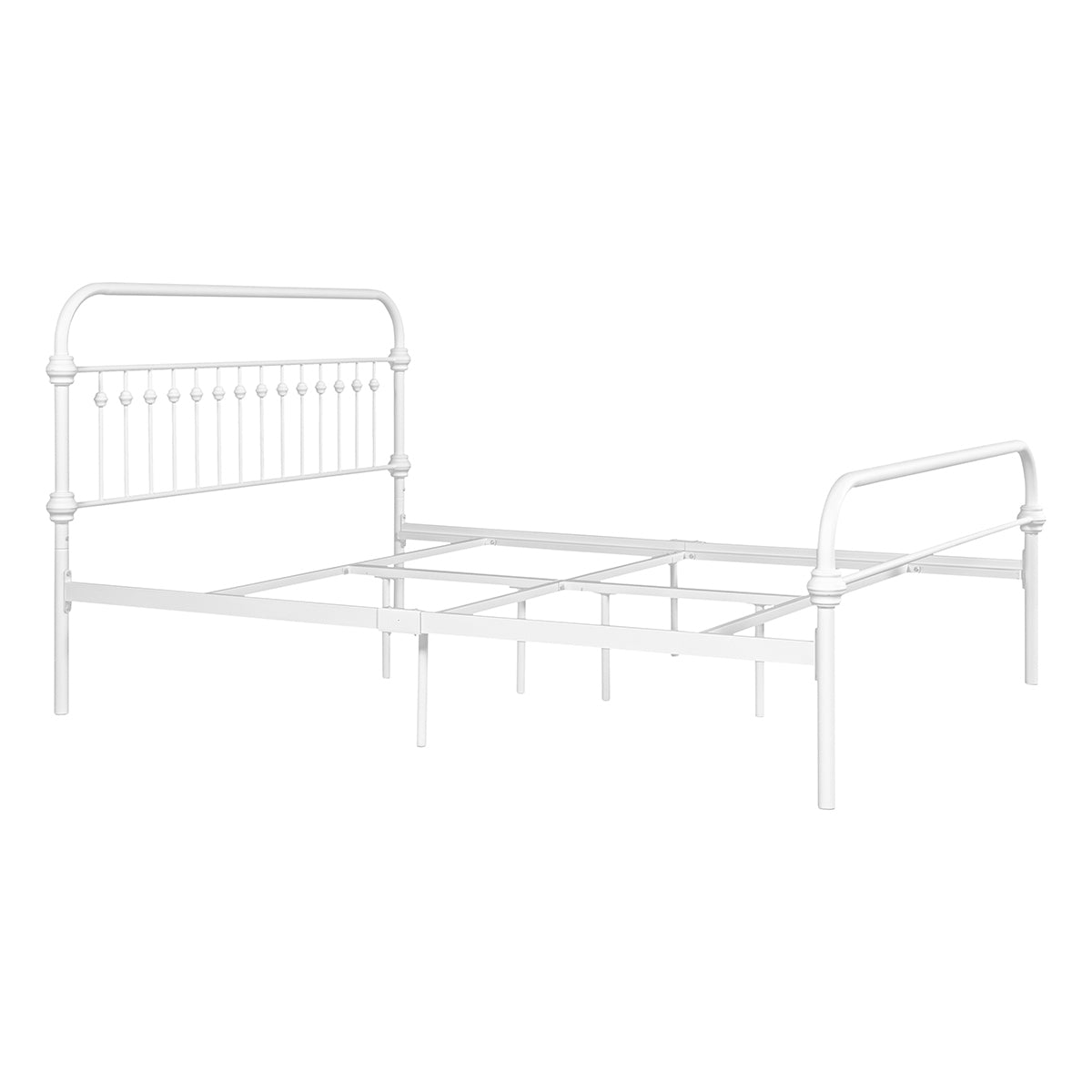 Farmhouse Metal Bed Frame Queen - WHITE