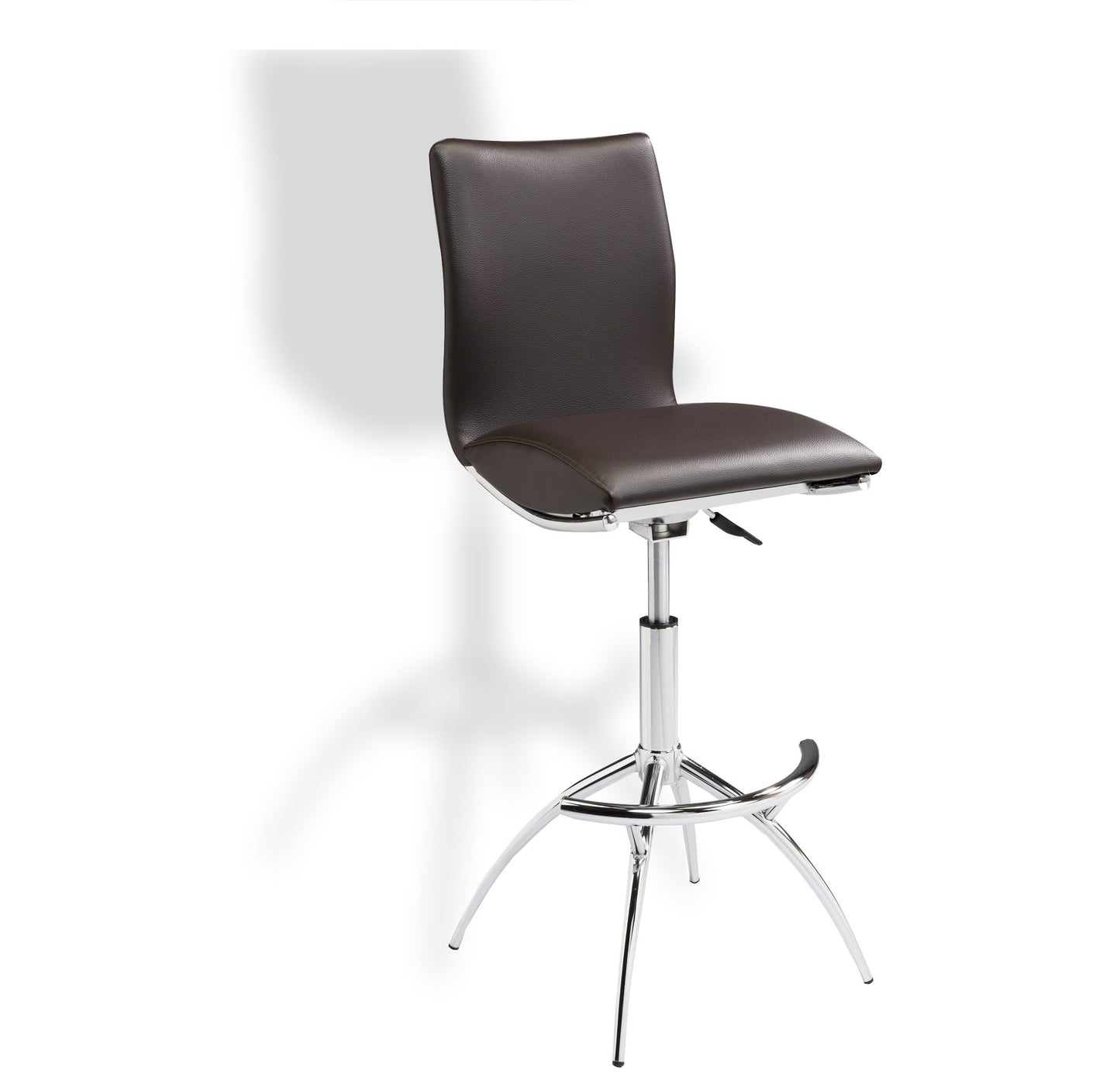 Adjustable Modern Barstool Leatherette Chrome - Brown