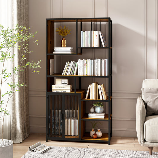 Multipurpose Bookshelf, Fir Wood and Iron