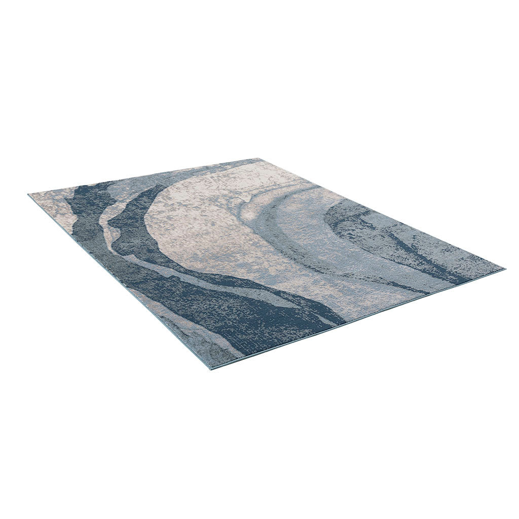 Abstract Wave Area Rug, Blue