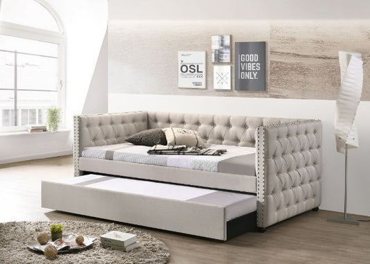 ACME Romona Full Daybed & Twin Trundle Beige Fabric