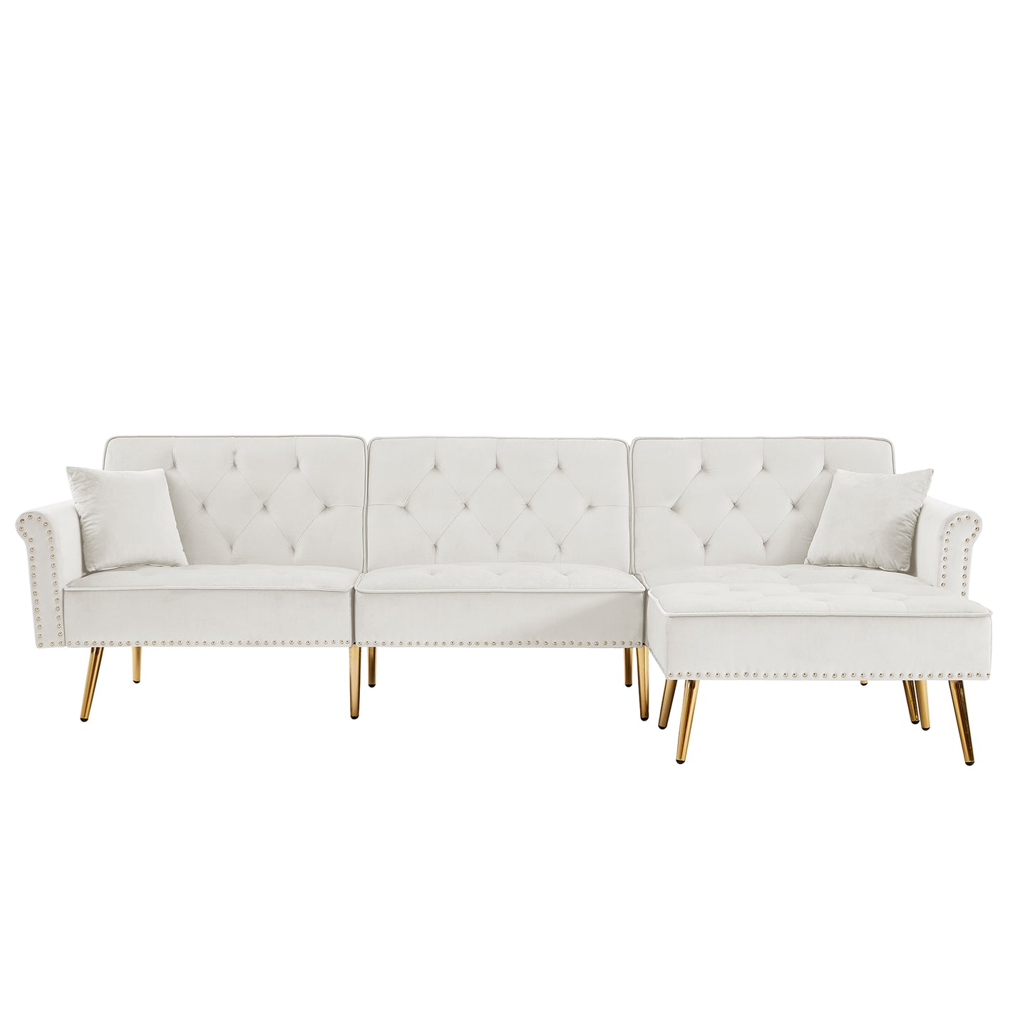 Maxine Modern Velvet Upholstered Reversible Sectional Sofa Bed