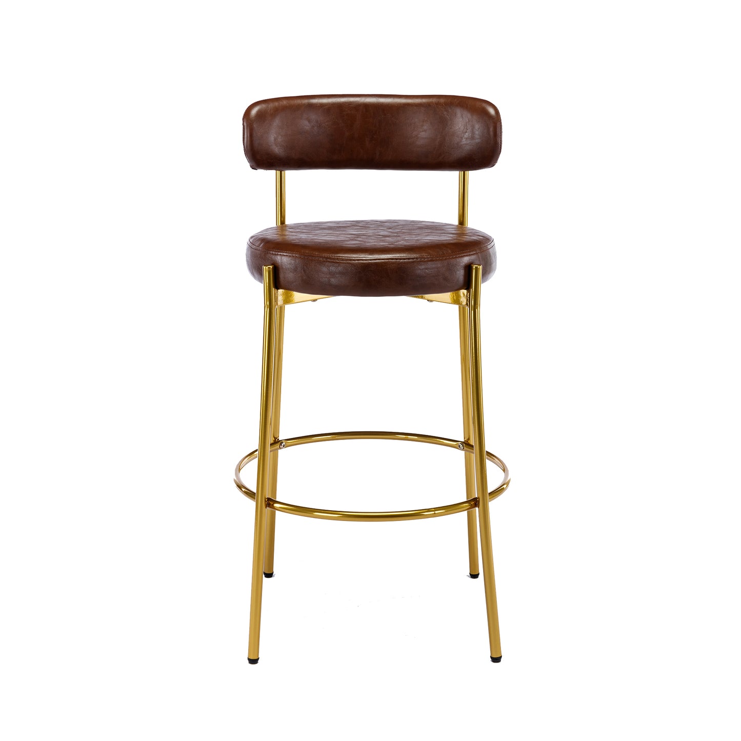 Coolmore Bar Stools Industrial Pub Barstools with Back and Footres Set of 2 - Brown